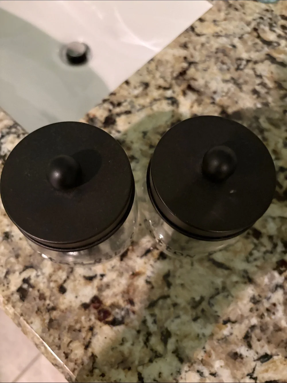 Clear Glass Cotton Jar with Black Lid - Set of 2